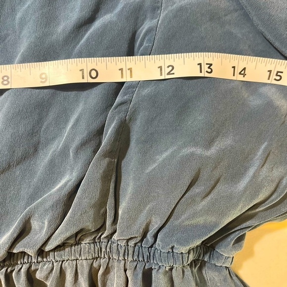 100% Silk Blue Mini Crew Nevk Dress with Dulman Bat Dleeves, sizes in pictures - Picture 10 of 11